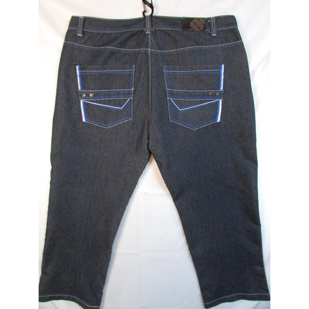 RK Jeans Co Jeans Mens 44x32 Dark Wash Straight Contrast Stitch Denim Big & Tall